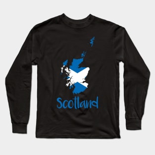 Scotland Saltire Map Typography Design Long Sleeve T-Shirt